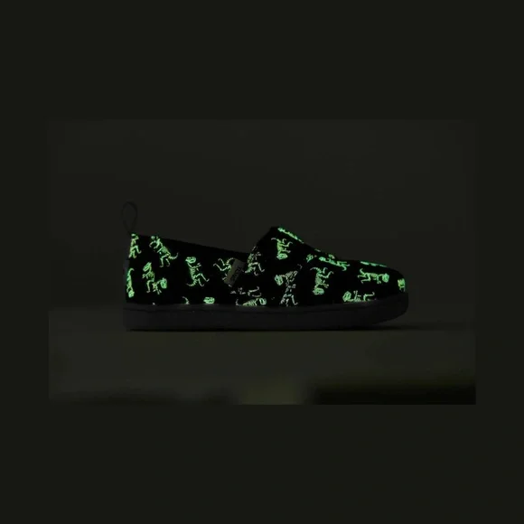 TOMS Women's Pink Dinosaur Alpargata Shoes Glow in the Dark Neon T-Rex - Picture 4 of 5